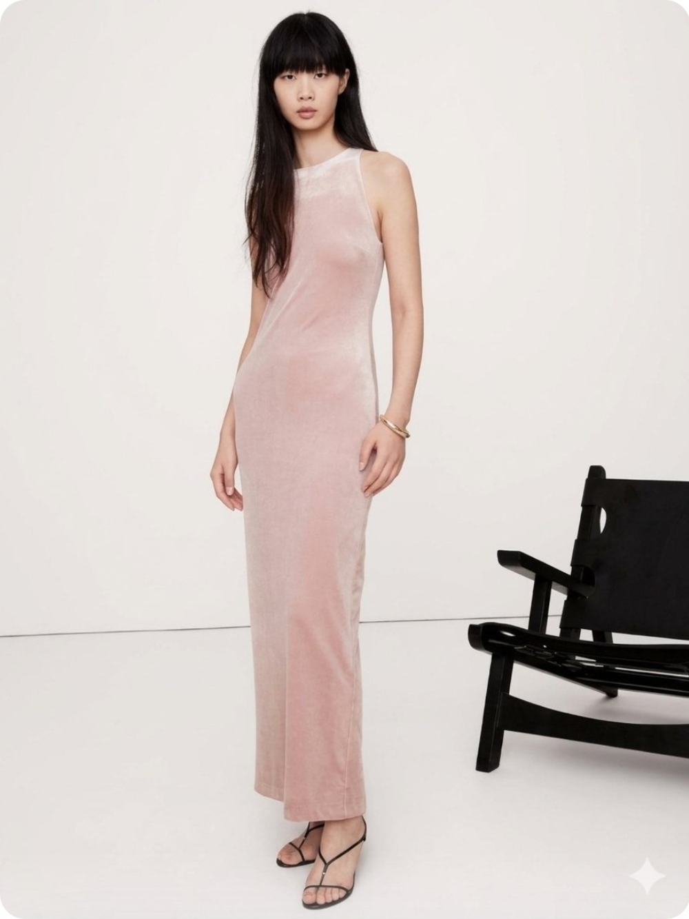 Banana Republic Blush Pink Stretch Velvet Maxi Dress Size Small NWT